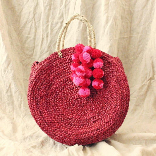 Luna Bag - Round Handwoven Straw Tote Bag with