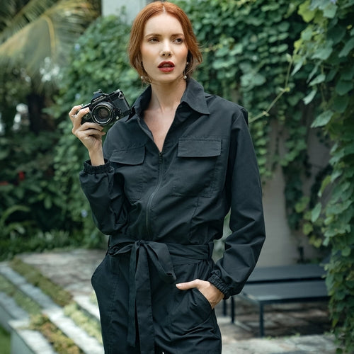 Amelia Jumpsuit - Recycled Travel Jumpsuit in Black