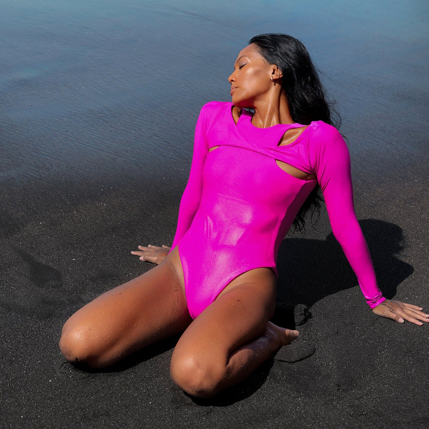 Jupiter - Open-back Recycled Two-piece Swimsuit in Hot Pink