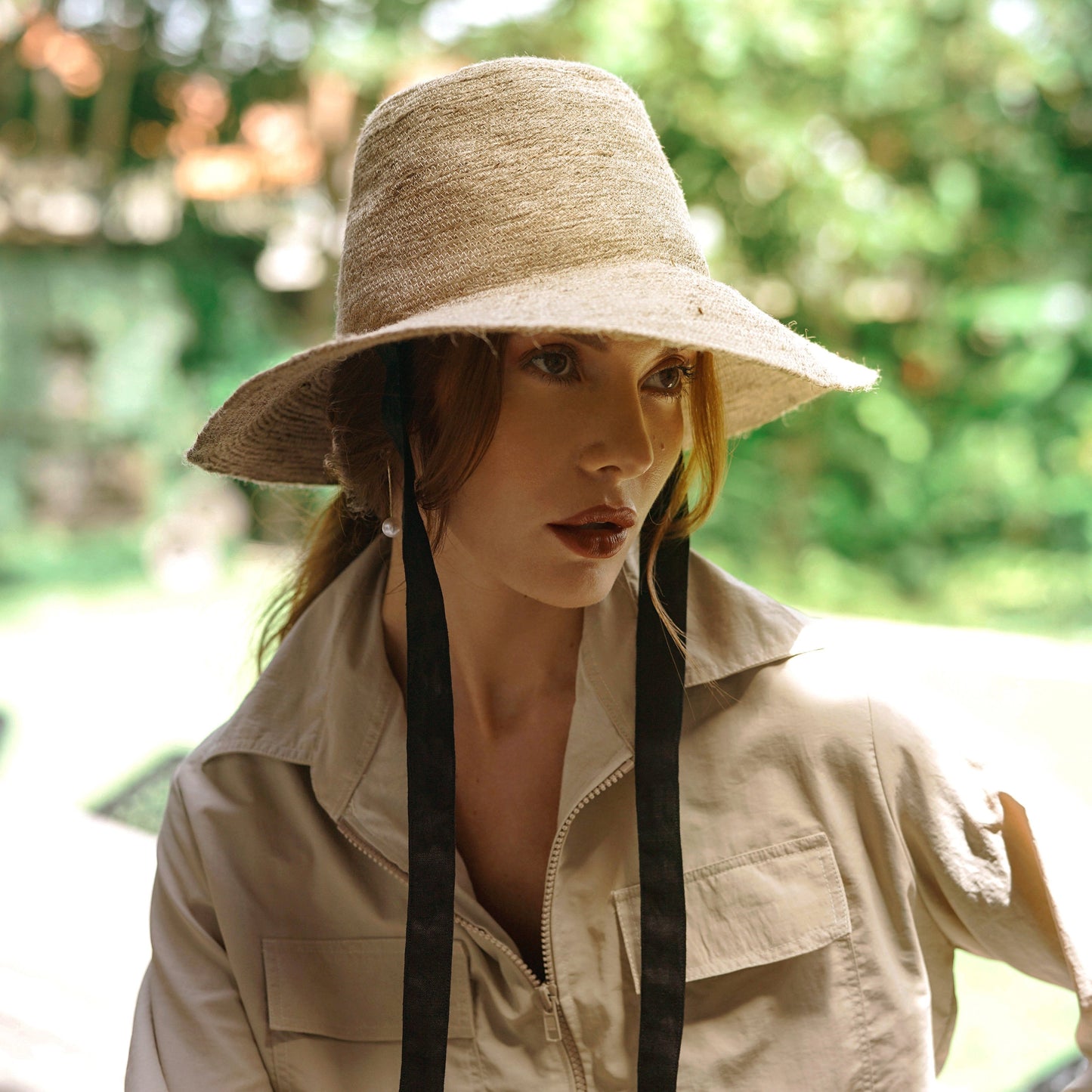 Meg Jute Straw Hat In Nude Beige