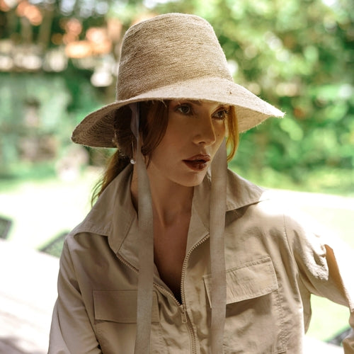 Meg Jute Straw Hat In Nude Beige