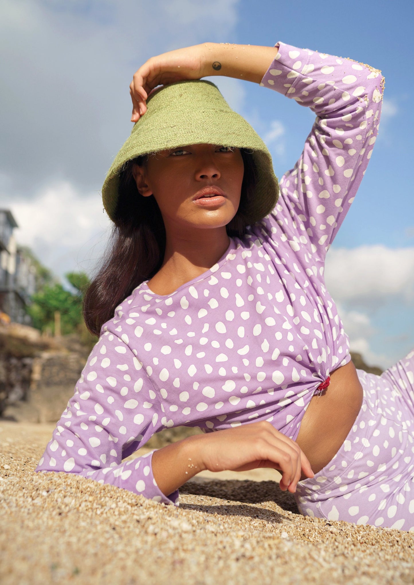 Naomi - Jute Clochet Straw Hat in Matcha Green