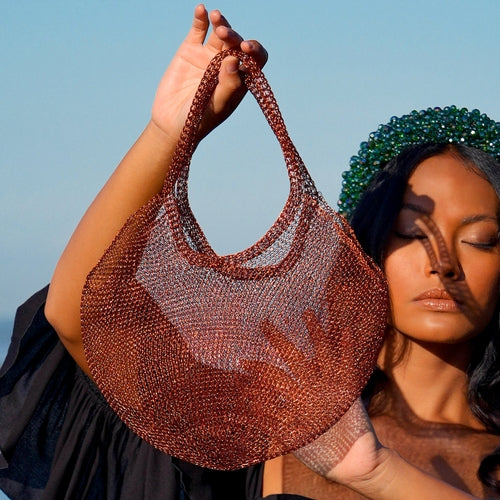 Sunny Mesh Wire Tote Bag in Copper