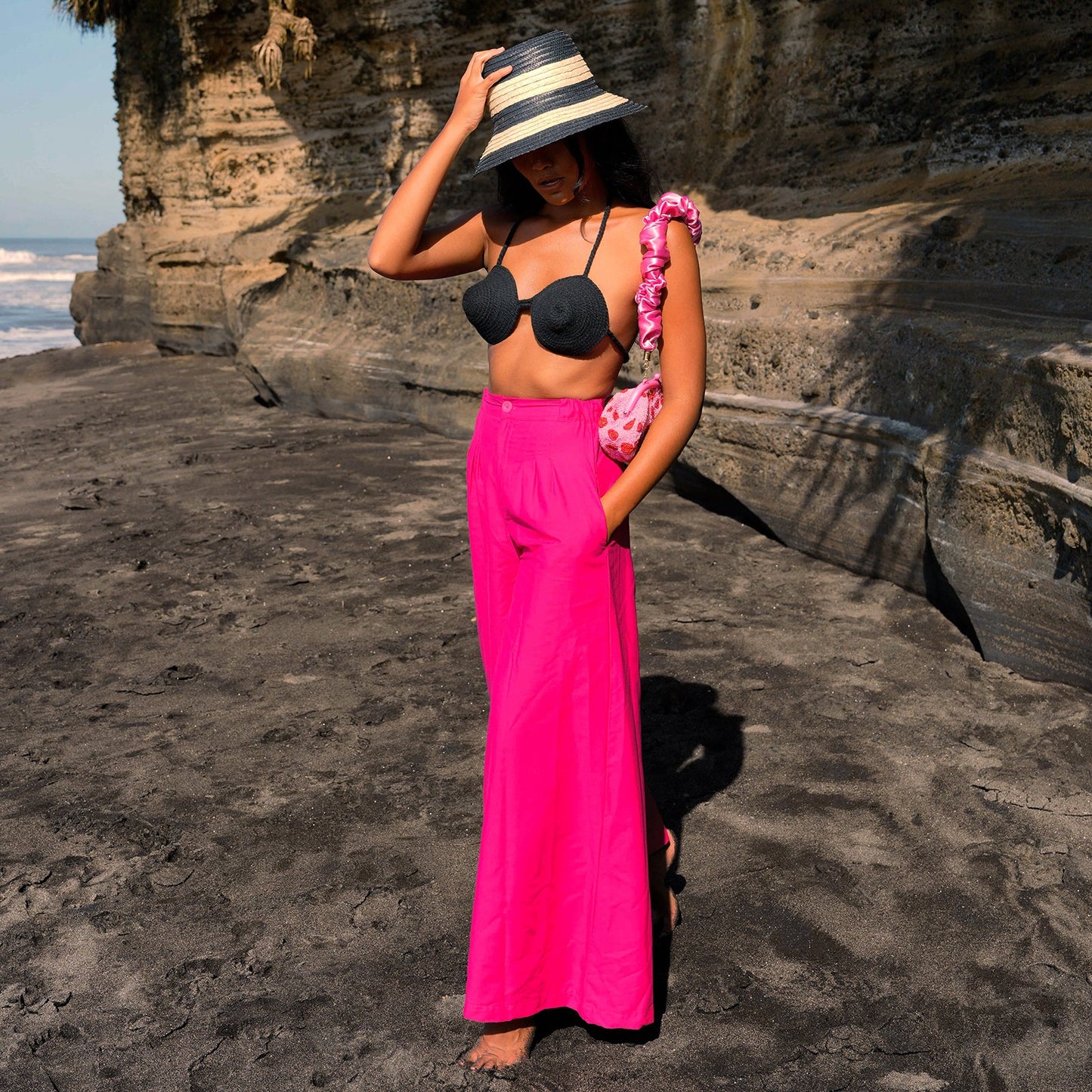 Taylor - Wide-leg Palazzo Pants In Hot Pink