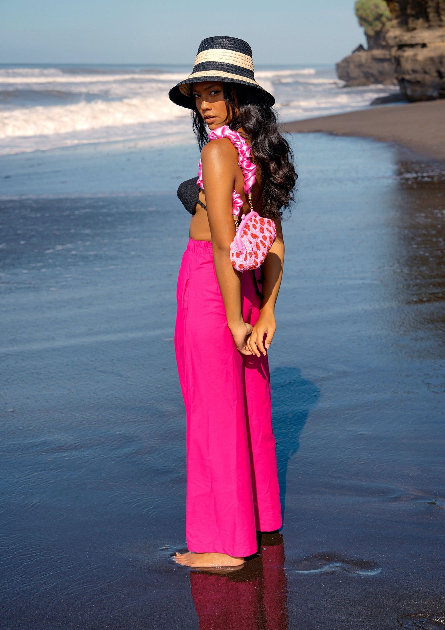 Taylor - Wide-leg Palazzo Pants In Hot Pink