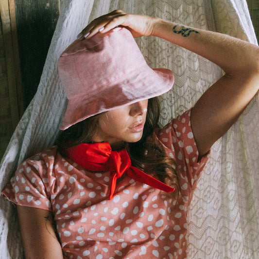 Watu - Seaside Linen Bucket Hat, in Salt Pink