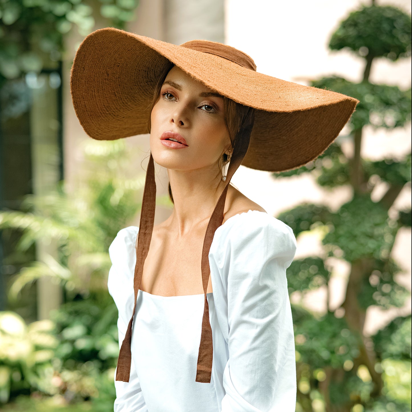 Lola - Wide Brim Jute Straw Hat, in Havana Brown